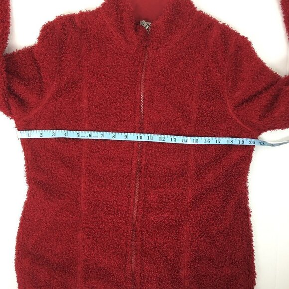 J. Jill Women's Red Plush Jacket Zipper Front Lightweight size Medium - Picture 5 of 8